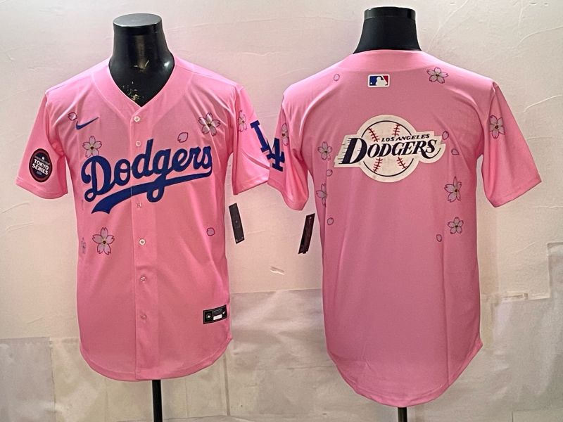 Men Nike 2026 Los Angeles Dodgers Blank Pink Sakura Edition Game MLB Jersey 0018